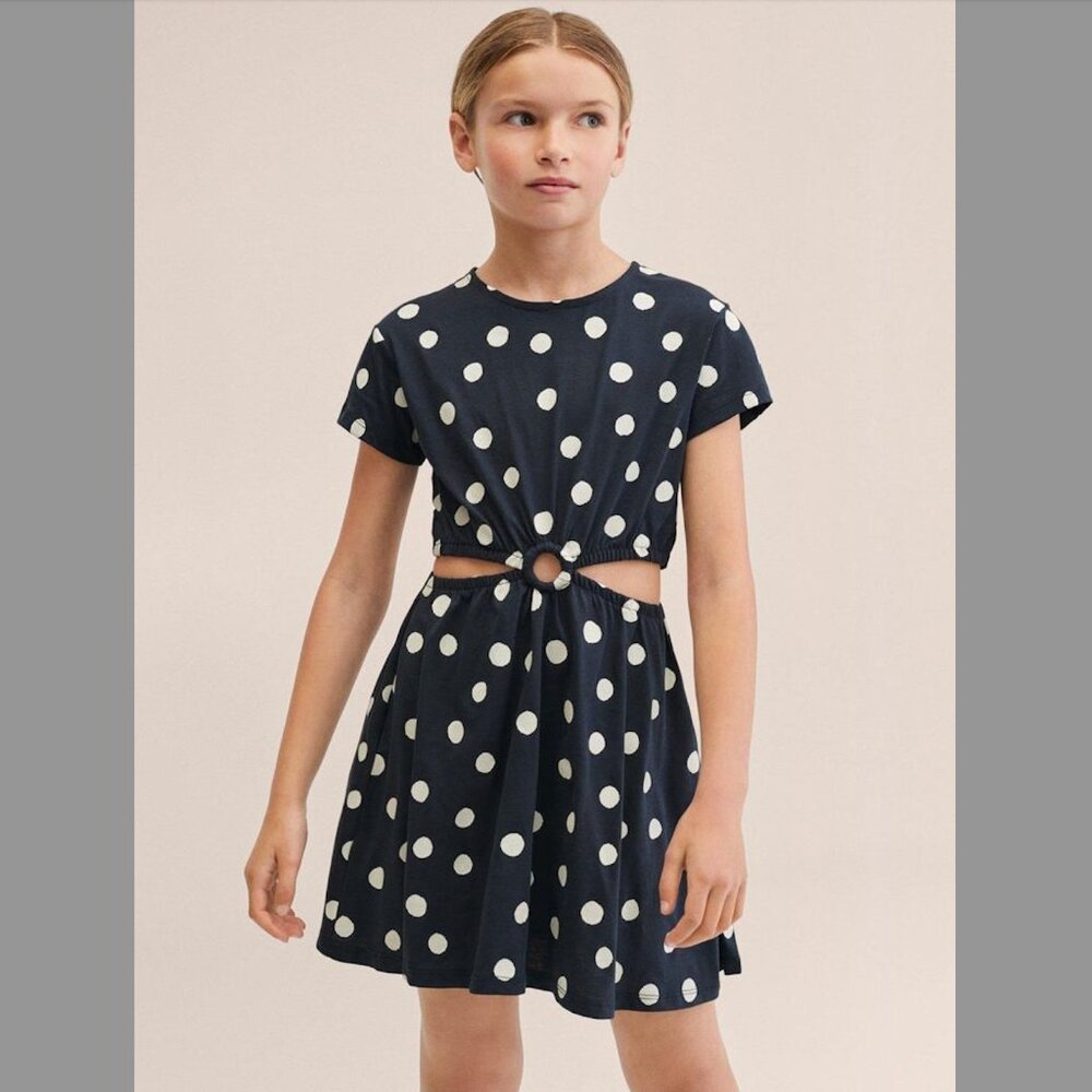 Mango Printed Cut-out Detail Dress 7/8